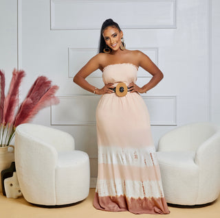 Peach Tie Dye Maxi Dress