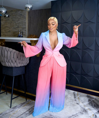 Tracey pleated blazer set (pink)