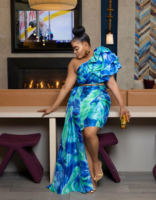 BLUE JOCELIN STATEMENT DRESS