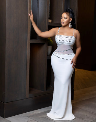 JEWEL EMBELLISHED CONTRAST MAXI DRESS