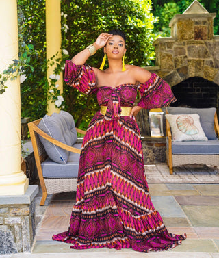 KEVI VIBRANT TRIBAL PRINT MAXI DRESS ( PLUS SIZE ONLY )