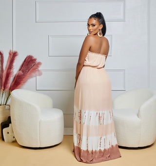Peach Tie Dye Maxi Dress
