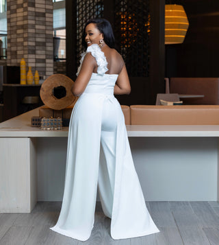 FAENA WHITE OVERLAY WIDE LEGS JUMPSUIT