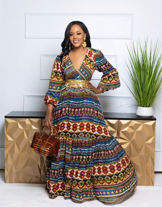 Nahyma bubble sleeves maxi dress