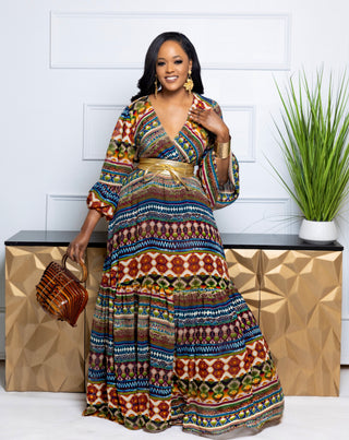 Nahyma bubble sleeves maxi dress