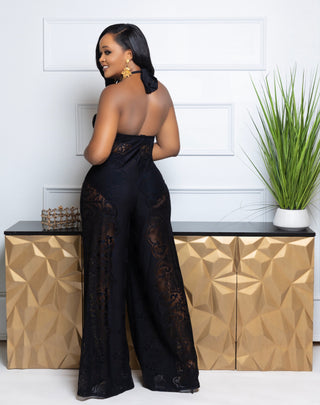 Evening Glow Lace Jumpsuit - Black