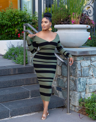Olive stripe dress