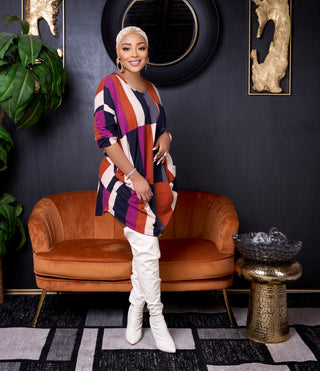 Yasin color blocked pocket midi dress