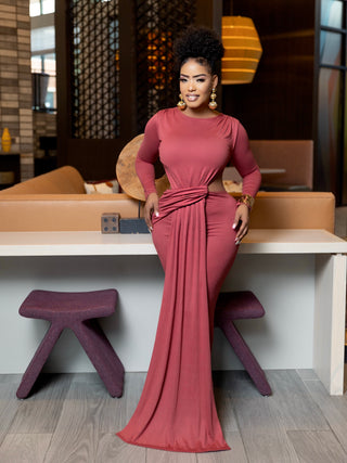 Helsa drape front Matte maxi dress