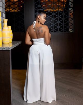 MELLIE OFF-WHITE CROCHET TOP & PANTS SET