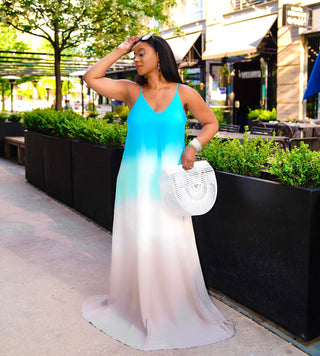 OMBRE MINT DYED WOVEN CAMI MAXI DRESS