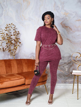 ACID WASH TOP AND LEGGINGS SET