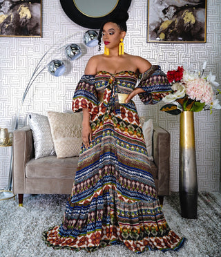 KEVI TRIBAL PRINT MAXI DRESS