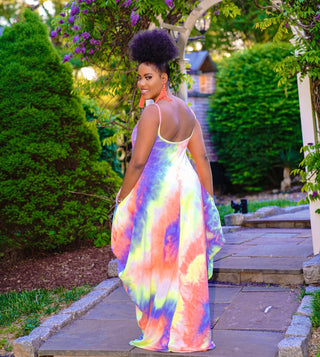 TIE DYE MAXI SHIRT WIDE DRESS