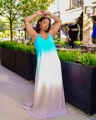 OMBRE MINT DYED WOVEN CAMI MAXI DRESS