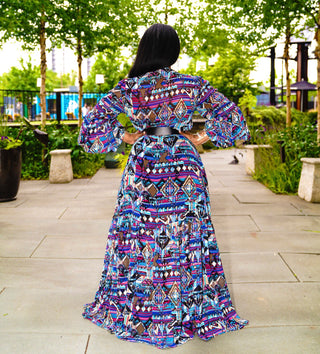Nahyma bubble sleeves purple maxi dress