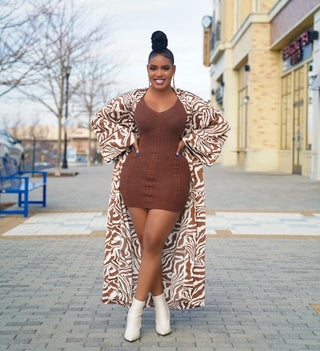 PRINT LONGLINE KIMONO CARDIGAN