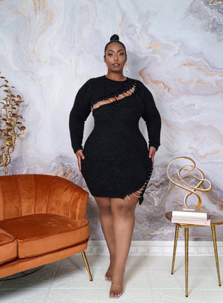 sexy cutout details adorned with a gold-chain trim.