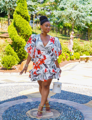 Flower print mini dress