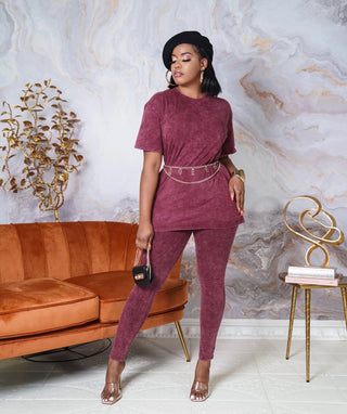 ACID WASH TOP AND LEGGINGS SET