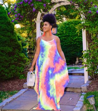 TIE DYE MAXI SHIRT WIDE DRESS