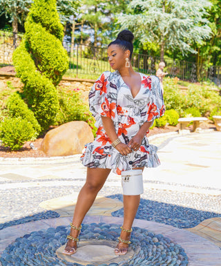 Flower print mini dress