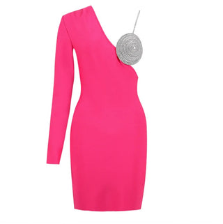 SPIRALED RHINESTONE CUP BANDAGE DRESS