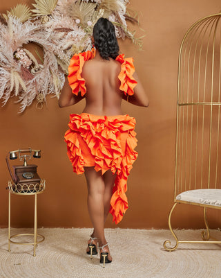 ELSIE RUFFLE DRESS orange