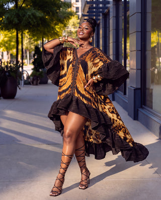 Work of Art Ruffle High Low Maxi Dress