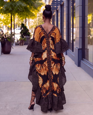 Work of Art Ruffle High Low Maxi Dress