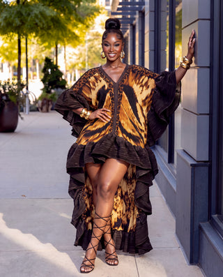 Work of Art Ruffle High Low Maxi Dress