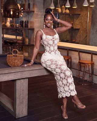 Rose Crochet Flower Bodycon Maxi Dress Nalu Boutique Rose Crochet Flower Bodycon Maxi Dress Nalu Boutique