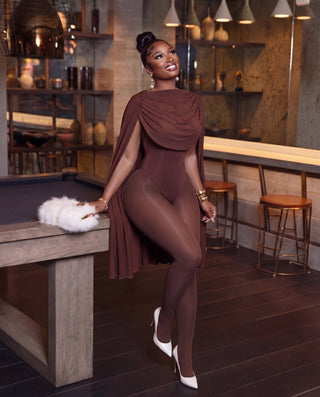 Miss Drama Queen Draped High Neck Bodysuit
