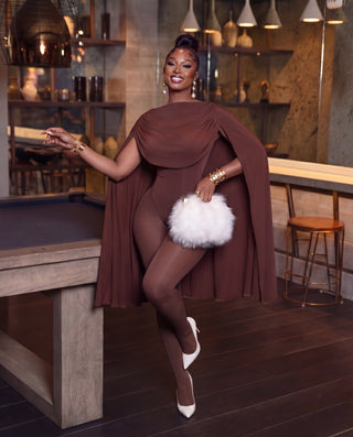 Miss Drama Queen Draped High Neck Bodysuit