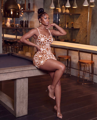Daisy Medallion Crochet Mini Dress