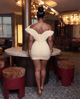 Asymmetrical Ruched Mini Dress