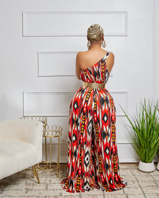 One Shoulder Colorful Jumpsuit