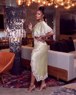 luminous satin dress