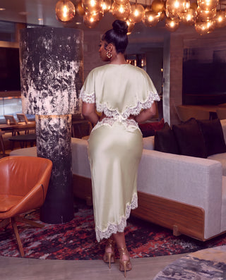 luminous satin dress