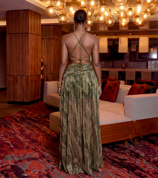 Metal Print One/s Lace Up Dress