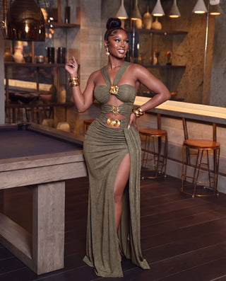 Jade goddess glam maxi dress