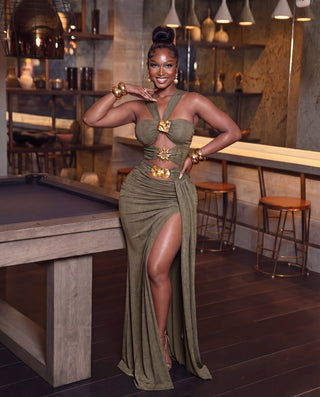 Jade goddess glam maxi dress