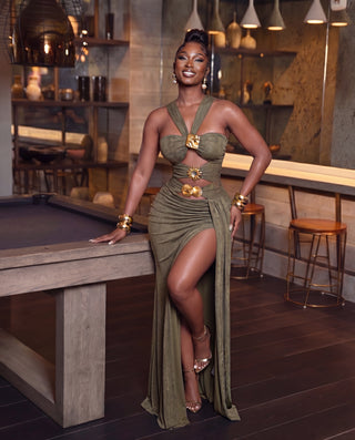 Jade goddess glam maxi dress