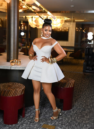 Ivory Luxe Peplum Mini dress