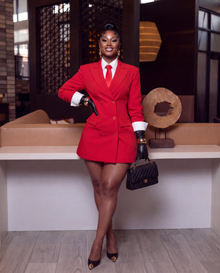Red power blazer Mini dress set.