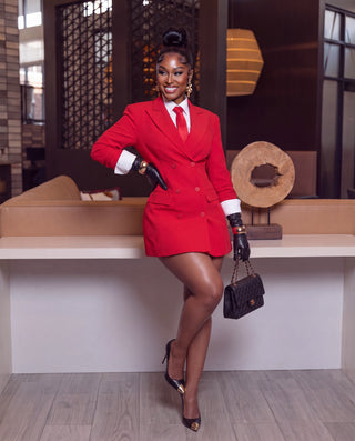 Red power blazer Mini dress set.