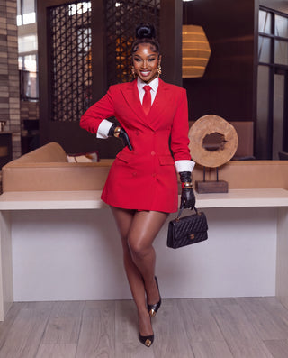 Red power blazer Mini dress set.