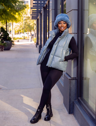 Ice blue Zip Up Puffer Vest