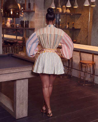 Luna balloon sleeves strip dress