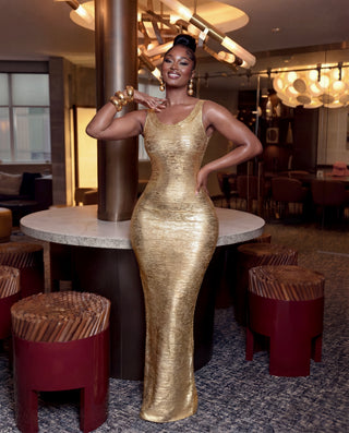 Ronelle Gold Bandage Dress